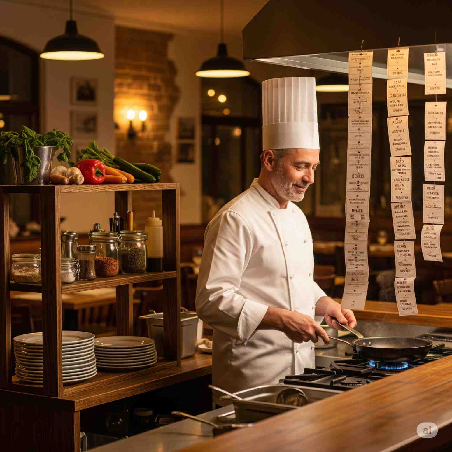 Figure 1: Traditional Scenario - A single chef with one food shelf and steady orders