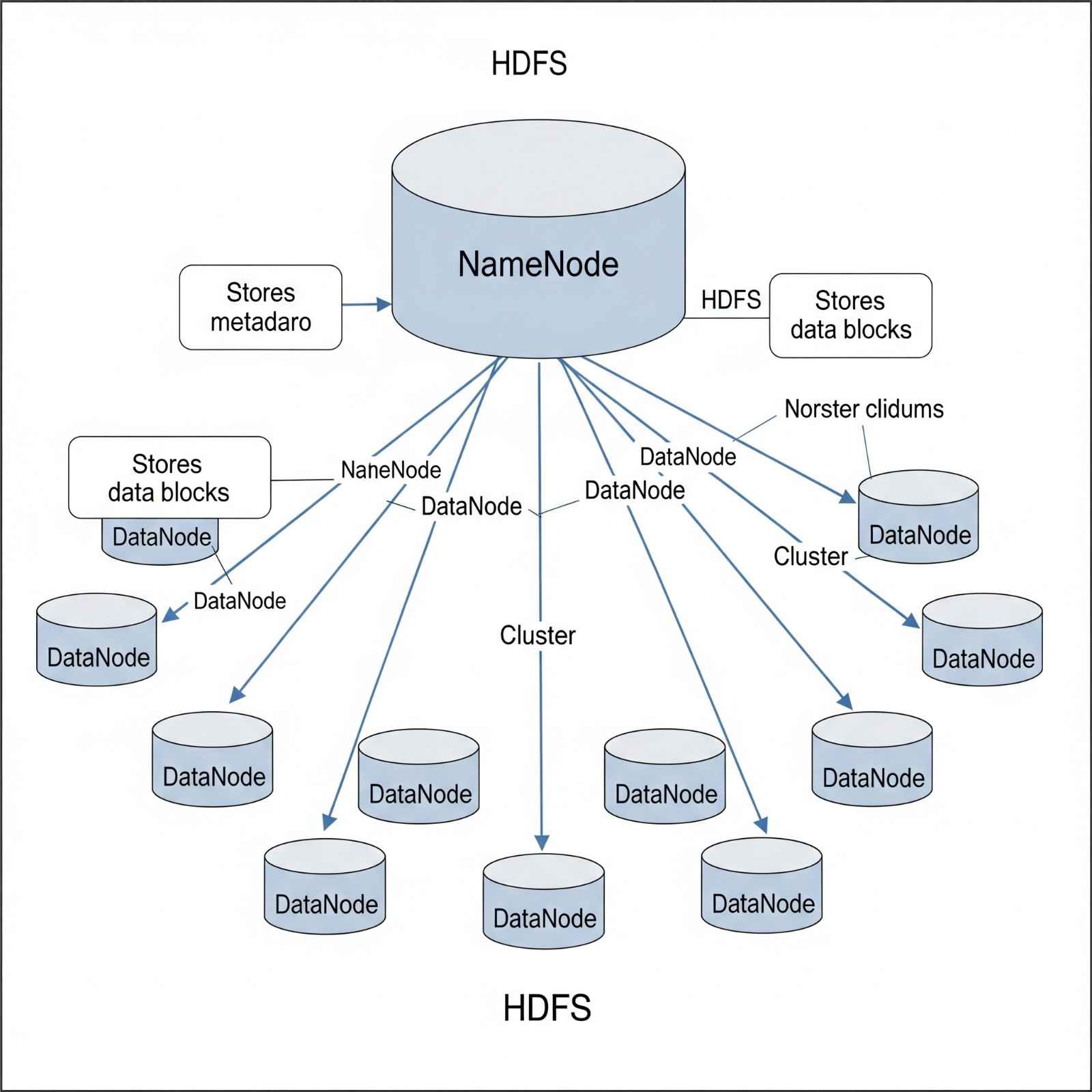 Figure 5: HDFS Architecture showing NameNode and DataNodes